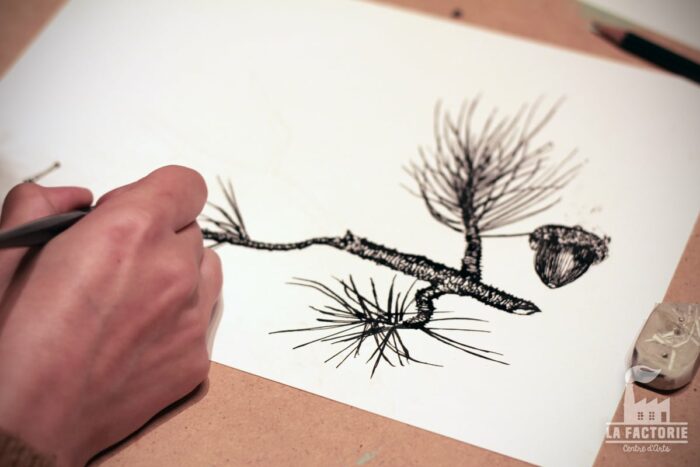 Dessin et encre de chine sur papier