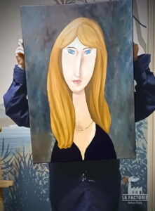 Stages artistiques à La Réole La Factorie - Centre d'Arts Centre d'Arts - Cours de dessin, stages , interventions et créations artistiques à La Réole Peinture à l'huile, autoportrait d'après Modigliani - La Factorie - Centre d'Arts